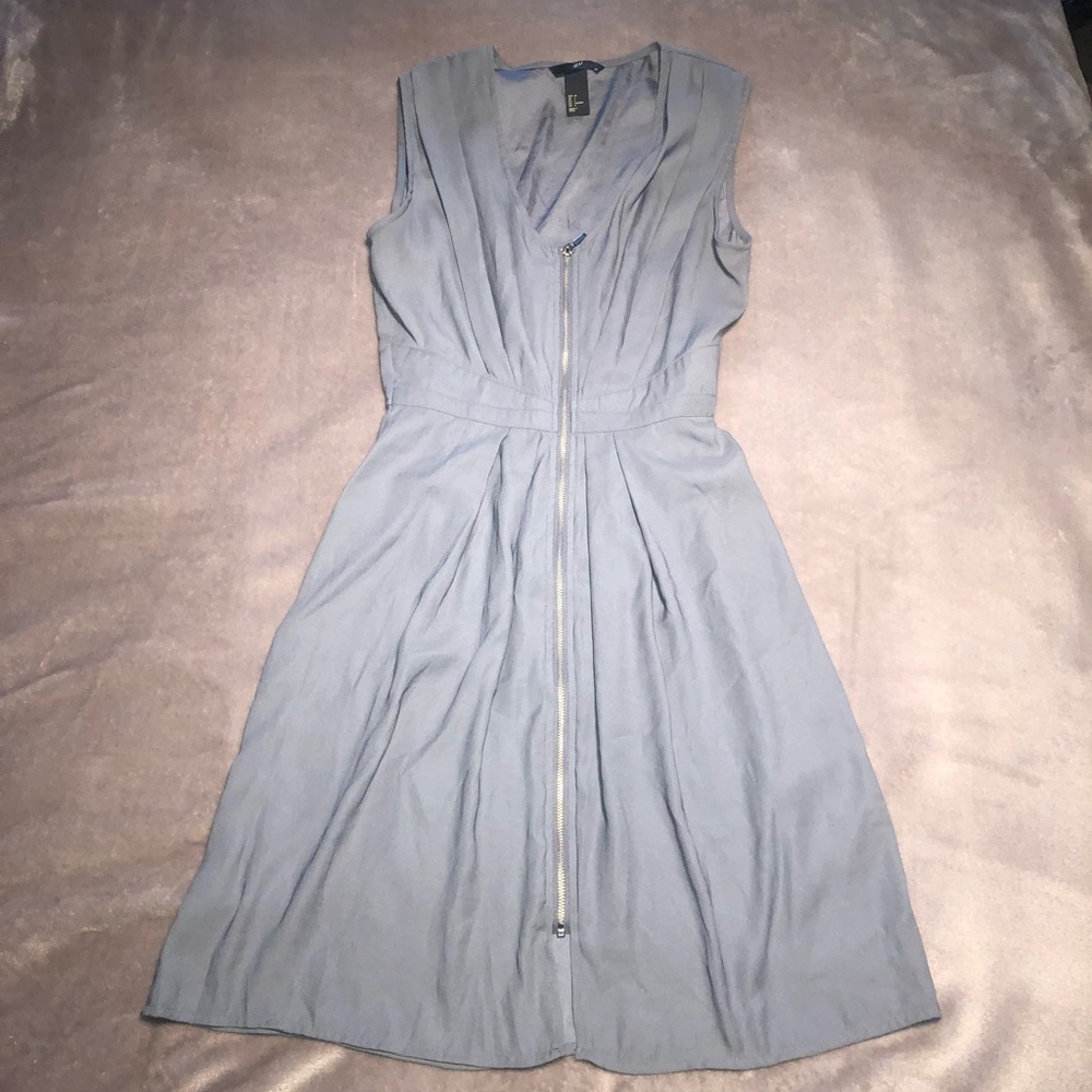 Shorts sleeve blue zipper dress